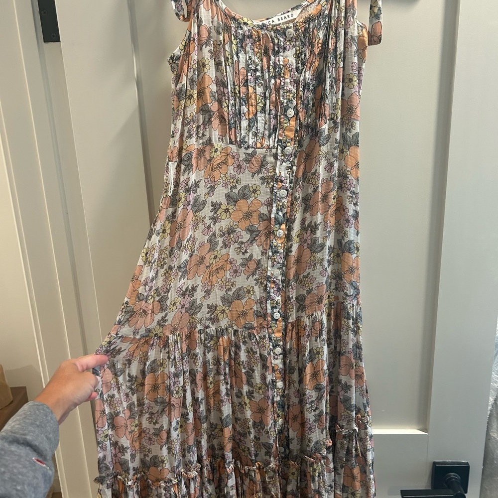 Veronica Beard Floral Maxi Dress in Orange and Gray